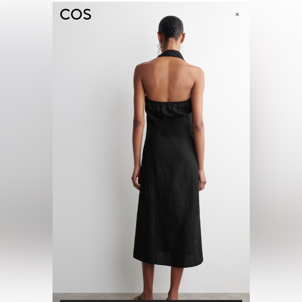 COS TWISTED LINEN-BLEND HALTERNECK DRESS NWT size 2 - Picture 3 of 7